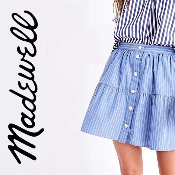 Madewell Striped Button-Front Bistro Mini Skirt - Picture 1 of 11